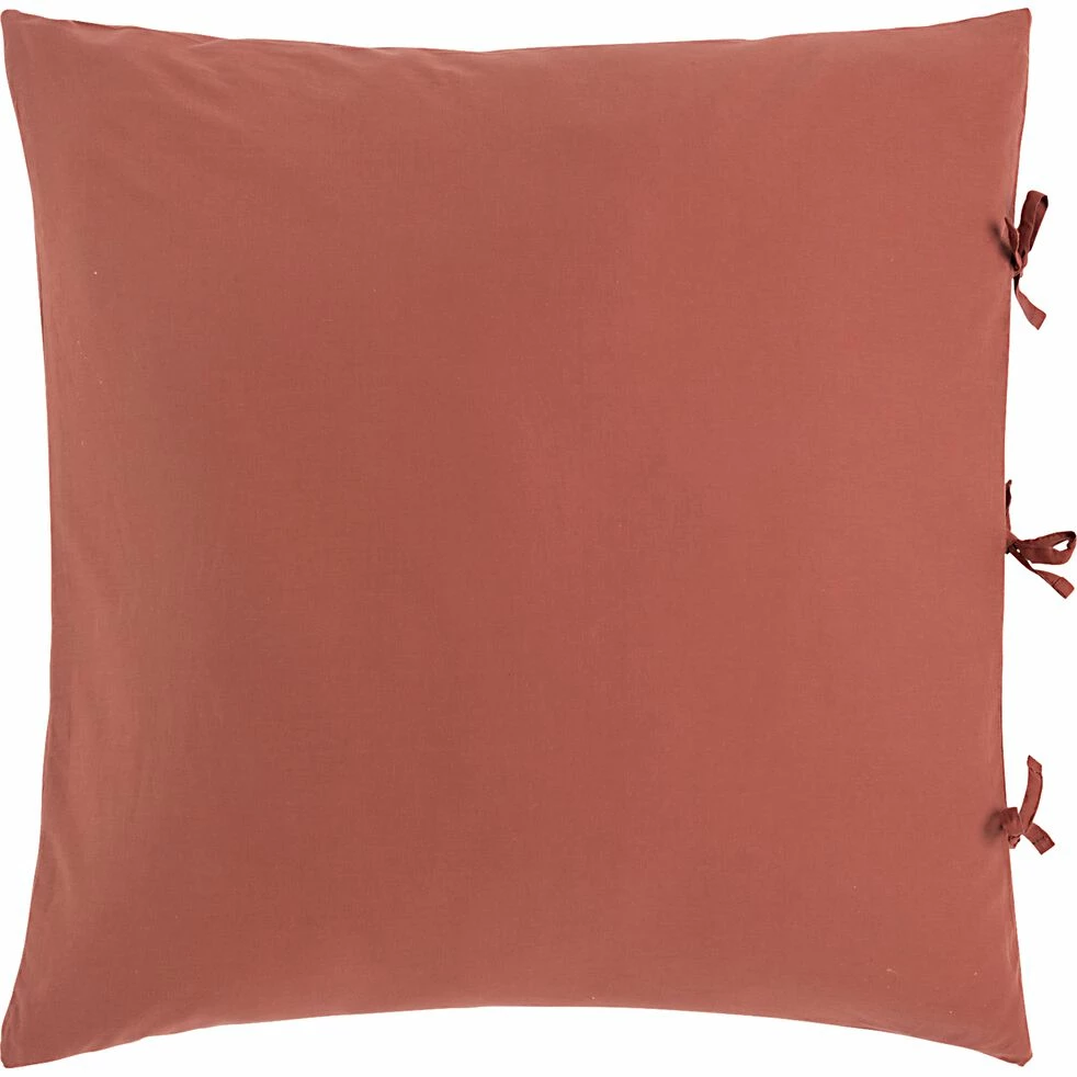 MANTA - Housse De Couette 240x220cm Et 2 Taies D'oreiller 65x65cm En Coton Lavé - Rouge Terracotta 4 MANTA - Housse De Couette 240x220cm Et 2 Taies D'oreiller 65x65cm En Coton Lavé - Rouge Terracotta – Image 2